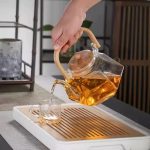 Household High Borosilicate Glass Teapot Scented Tea Bamboo Wood Handle Office Tea Maker Tea Set Transparent Glass Handle Pot