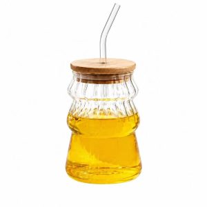 Striped Christmas Bamboo Glass Mug