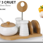 Set of 3 Cruet with Bamboo Base