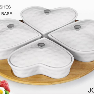 Set of 4 Cold Dishes with Bamboo Base