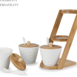 SET of 3 Cruet with Bamboo Base