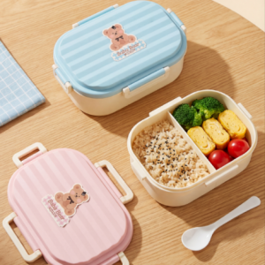 Cute Bear Striped Bento Box