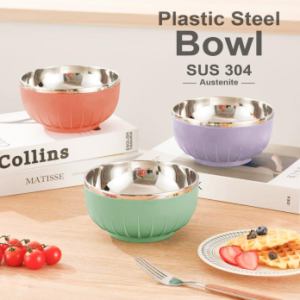 13 Candy‑Pattern 304 Double‑Layer Bowl