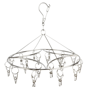 4.0 Solid Money‑Shape Single‑Layer Round Sock Drying Rack with Straight Chain, 20 Wire Clips