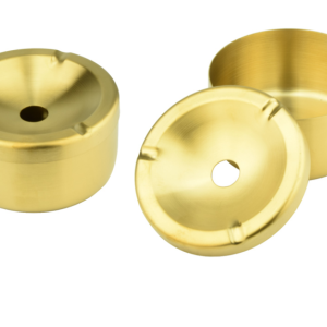 Lidded Stainless Steel Ashtray, Titanium Gold Electroplating, Packed in Small Box